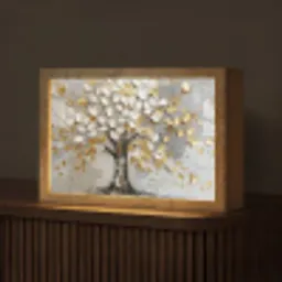 Boom - Beige - Grijs - Goud - Abstract Light Box met kabel (Tafellamp) klein -z3d_website