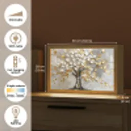 Boom - Beige - Grijs - Goud - Abstract Light Box met kabel (Tafellamp) klein -USP_EN
