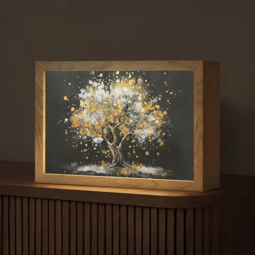 Boom - Zwart - Goud - Wit - Modern Light Box met kabel (Tafellamp) klein -z3d_website