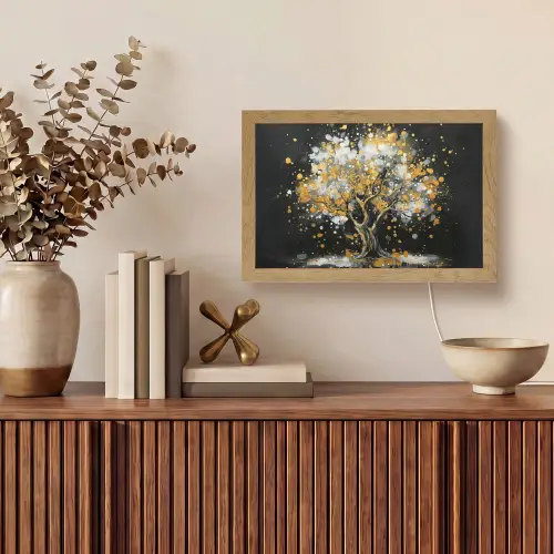 Boom - Zwart - Goud - Wit - Modern Light Box met kabel (Tafellamp) klein -sfeer2