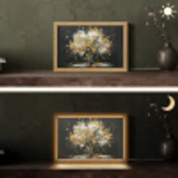 Boom - Zwart - Goud - Wit - Modern Light Box met kabel (Tafellamp) klein -sfeer3