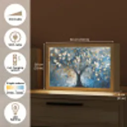Boom - Blauw - Goud - Abstract Light Box met kabel (Tafellamp) klein -USP_EN