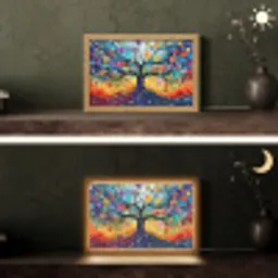 Boom - Kleurrijk - Bloemen - Kunst - Abstract Light Box met kabel (Tafellamp) klein -sfeer3