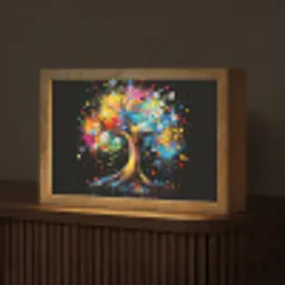 Boom - Kleurrijk - Bloemen - Zwart Light Box met kabel (Tafellamp) klein -z3d_website