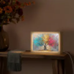 Boom - Kleurrijk - Grijs - Modern Light Box met kabel (Tafellamp) klein -sfeer4