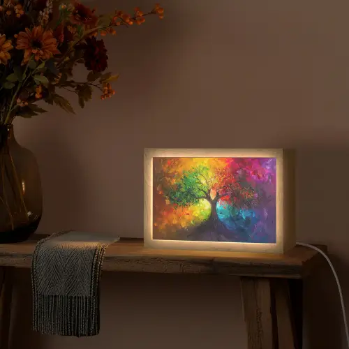 Boom - Kleurrijk - Modern - Abstract Light Box met kabel (Tafellamp) klein -sfeer4