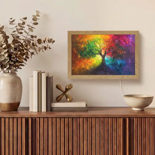 Boom - Kleurrijk - Modern - Abstract Light Box met kabel (Tafellamp) klein -sfeer2