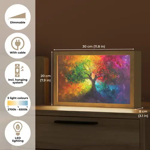 Boom - Kleurrijk - Modern - Abstract Light Box met kabel (Tafellamp) klein -USP_EN