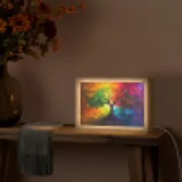 Boom - Kleurrijk - Modern - Abstract Light Box met kabel (Tafellamp) klein -sfeer4