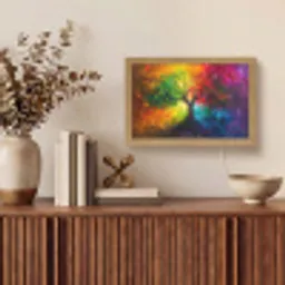 Boom - Kleurrijk - Modern - Abstract Light Box met kabel (Tafellamp) klein -sfeer2