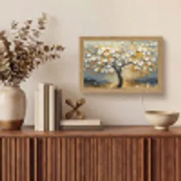 Boom - Bloemen - Goud - Beige Light Box met kabel (Tafellamp) klein -sfeer2