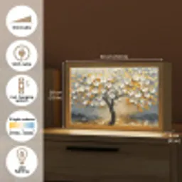 Boom - Bloemen - Goud - Beige Light Box met kabel (Tafellamp) klein -USP_EN
