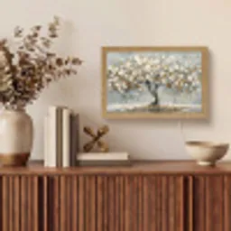 Boom - Goud - Bloemen - Abstract - Kunst Light Box met kabel (Tafellamp) klein -sfeer2