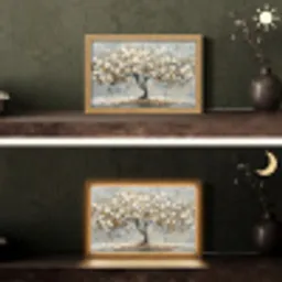 Boom - Goud - Bloemen - Abstract - Kunst Light Box met kabel (Tafellamp) klein -sfeer3