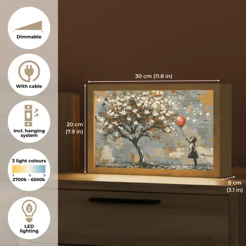 Boom - Graffiti - Banksy Style - Balloon Girl Light Box met kabel (Tafellamp) klein -USP_EN