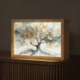 Boom - Modern - Abstract - Goud - Zwart - Wit Light Box met kabel (Tafellamp) klein -z3d_website