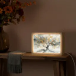 Boom - Modern - Abstract - Goud - Zwart - Wit Light Box met kabel (Tafellamp) klein -sfeer4