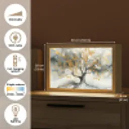 Boom - Modern - Abstract - Goud - Zwart - Wit Light Box met kabel (Tafellamp) klein -USP_EN