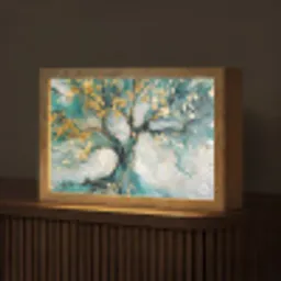 Boom - Modern - Verflook - Turquoise - Goud Light Box met kabel (Tafellamp) klein -z3d_website