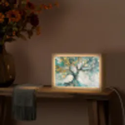 Boom - Modern - Verflook - Turquoise - Goud Light Box met kabel (Tafellamp) klein -sfeer4