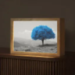 Boom - Natuur - Blauw - Zwart wit Light Box met kabel (Tafellamp) klein -z3d_website