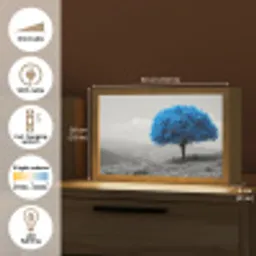 Boom - Natuur - Blauw - Zwart wit Light Box met kabel (Tafellamp) klein -USP_EN