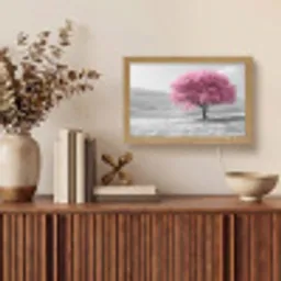 Boom - Natuur - Roze - Zwart wit Light Box met kabel (Tafellamp) klein -sfeer2