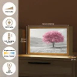 Boom - Natuur - Roze - Zwart wit Light Box met kabel (Tafellamp) klein -USP_EN