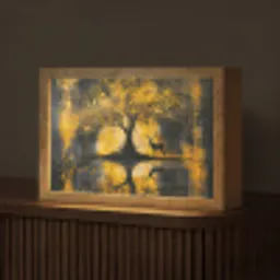 Boom - Verflook - Hert - Natuur - Goud Light Box met kabel (Tafellamp) klein -z3d_website