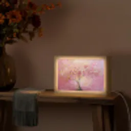 Boom - Roze - Goud - Modern Light Box met kabel (Tafellamp) klein -sfeer4