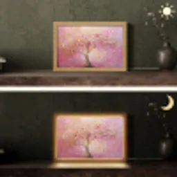 Boom - Roze - Goud - Modern Light Box met kabel (Tafellamp) klein -sfeer3