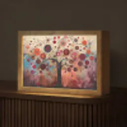 Boom - Paars - Abstract - Kunst Light Box met kabel (Tafellamp) klein -z3d_website
