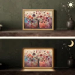 Boom - Paars - Abstract - Kunst Light Box met kabel (Tafellamp) klein -sfeer3