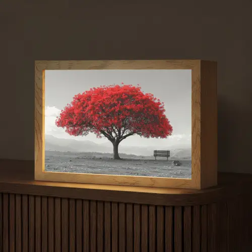 Boom - Rood - Natuur - Zwart wit Light Box met kabel (Tafellamp) klein -z3d_website