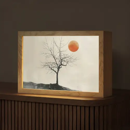 Boom - Zon - Modern - Landschap Light Box met kabel (Tafellamp) klein -z3d_website