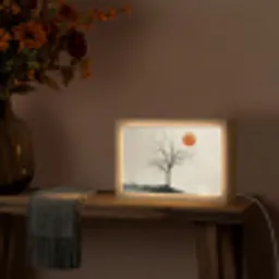 Boom - Zon - Modern - Landschap Light Box met kabel (Tafellamp) klein -sfeer4