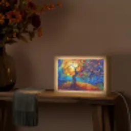 Boom - Zon - Verflook - Kleuren - Abstract Light Box met kabel (Tafellamp) klein -sfeer4