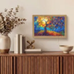 Boom - Zon - Verflook - Kleuren - Abstract Light Box met kabel (Tafellamp) klein -sfeer2