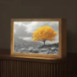 Boom - Geel - Natuur - Zwart wit Light Box met kabel (Tafellamp) klein -z3d_website