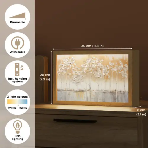 Bomen - Kunst - Acryl - Natuur Light Box met kabel (Tafellamp) klein -USP_EN