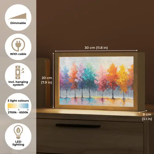 Bomen - Kleurrijk - Natuur - Abstract Light Box met kabel (Tafellamp) klein -USP_EN