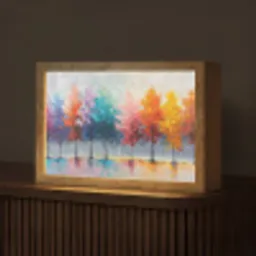 Bomen - Kleurrijk - Natuur - Abstract Light Box met kabel (Tafellamp) klein -z3d_website