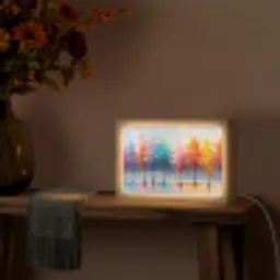 Bomen - Kleurrijk - Natuur - Abstract Light Box met kabel (Tafellamp) klein -sfeer4