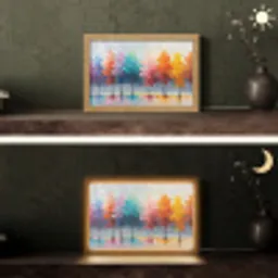 Bomen - Kleurrijk - Natuur - Abstract Light Box met kabel (Tafellamp) klein -sfeer3