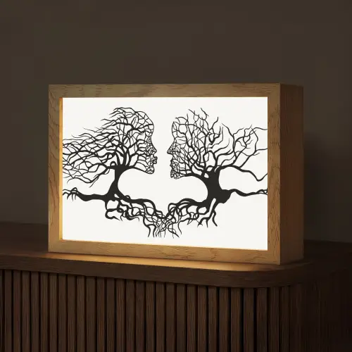 Bomen - Gezicht - Kunst - Abstract Light Box met kabel (Tafellamp) klein -z3d_website