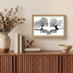 Bomen - Gezicht - Kunst - Abstract Light Box met kabel (Tafellamp) klein -sfeer2