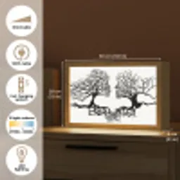 Bomen - Gezicht - Kunst - Abstract Light Box met kabel (Tafellamp) klein -USP_EN