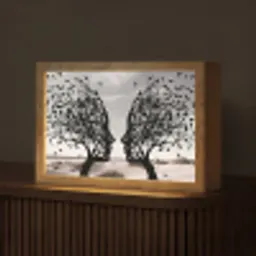 Bomen - Gezicht - Bladeren - Moderne kunst Light Box met kabel (Tafellamp) klein -z3d_website