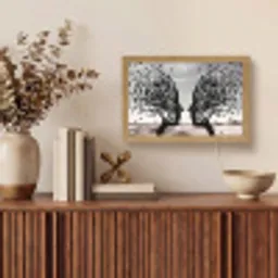 Bomen - Gezicht - Bladeren - Moderne kunst Light Box met kabel (Tafellamp) klein -sfeer2