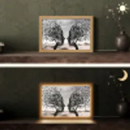 Bomen - Gezicht - Bladeren - Moderne kunst Light Box met kabel (Tafellamp) klein -sfeer3